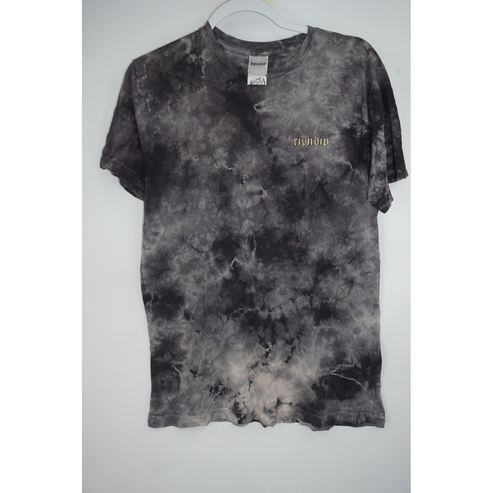 RIPNDIP Shirt Mens‎ Medium Black Gray Tie Dye All Hail Cat Graphic Tee Nermal